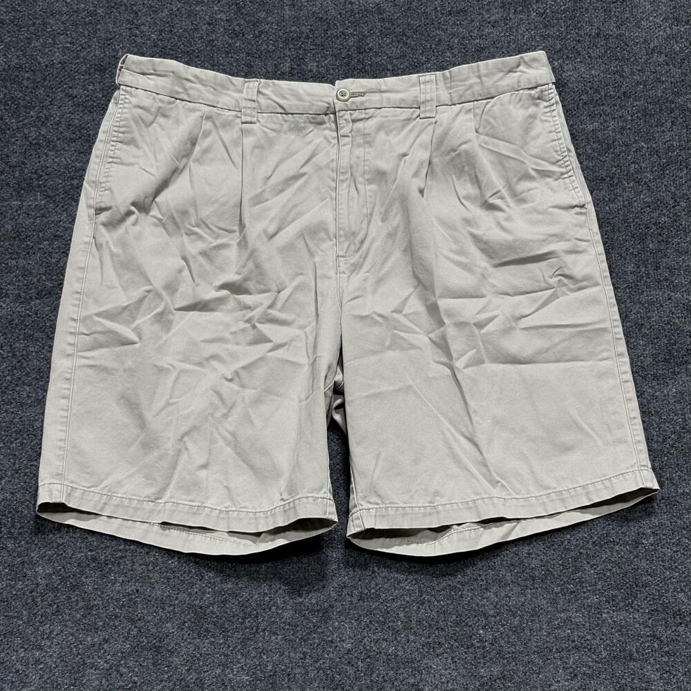 Harbor Bay Shorts Mens 41 Long Beige Khaki Pleated Chino Casual Cotton